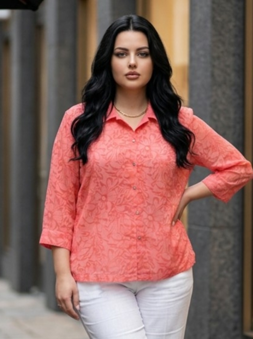 Vtg Allison Daley Petite Pink Floral Sheer Blouse Embossed Flower Pattern 16P